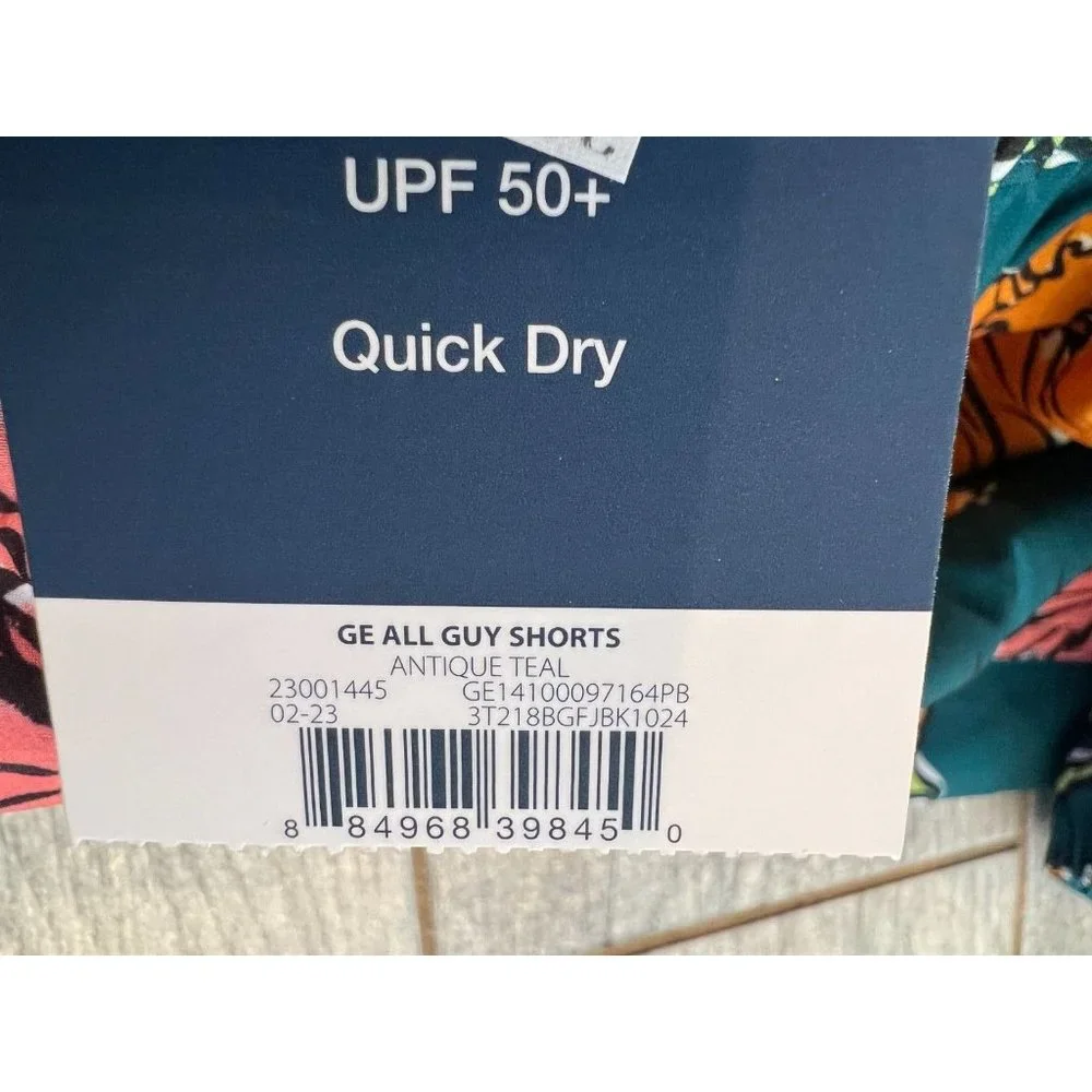 NWT George Swim Trunks Board Shorts‎ 3X UPF 50+ Antique Teal Quick Dry Floral